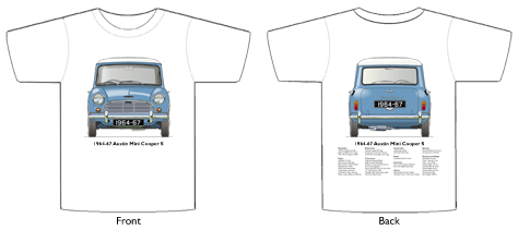 Austin Mini Cooper S 1964-67 T-shirt Front & Back